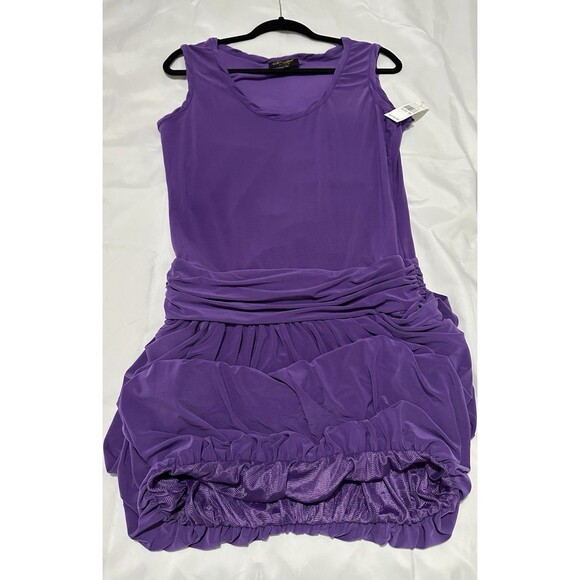 Essentials by ABS Purple Sz 10 Sleeveless Wide Strap Oversized Mini Dress NWT - Picture 6 of 7